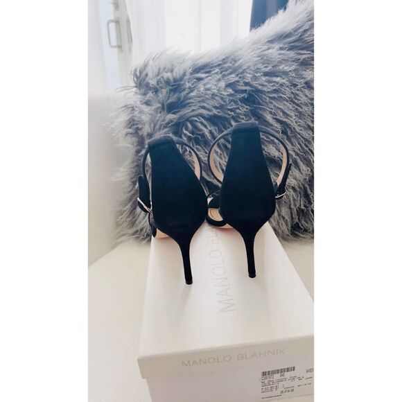 manolo blahnik 90mm chaos suede sandal black 40.5 - Picture 3 of 8